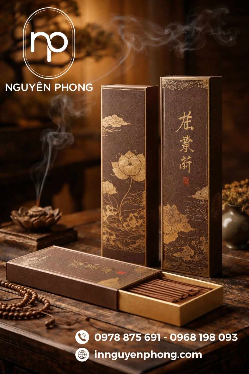 Mẫu in hộp đựng nhang trầm truyền thống 